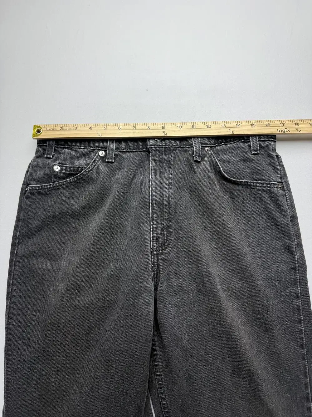 Vintage Levis 505 Jeans Mens 36x34 Charcoal Wash Regular Straight Orange Tab